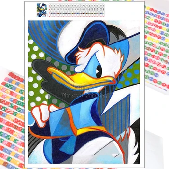 5D DIY Dimanta Krāsošana Pilnu Kvadrātveida, Apaļas Donald Duck Dzīvnieku Izšuvumi Pilnu Komplektu Mozaīkas Multfilmas Bērniem Disney Roku darbs