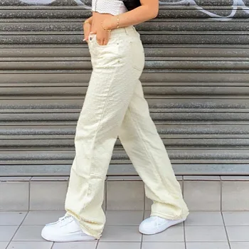 Brīvs Ripped Džinsi Sievietēm Atdzist Lielajam Zemu Starām. Plaša Kāju Bikses Ir 2021. Jaunu Modes Pavasara Rudens Bikses Streetwear LQ01615