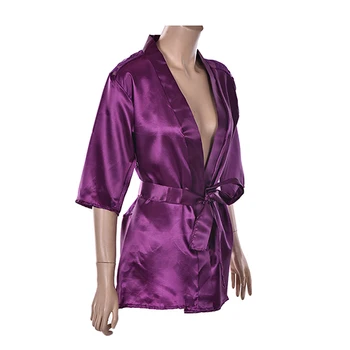 Karstā 1PC Sexy Apakšveļa Zīda Mežģīnēm Melnā Kimono Intīmo Sleepwear Drēbes Nakts Kleita Melnā Purpura Krāsas