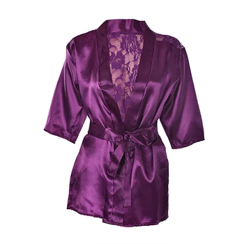Karstā 1PC Sexy Apakšveļa Zīda Mežģīnēm Melnā Kimono Intīmo Sleepwear Drēbes Nakts Kleita Melnā Purpura Krāsas