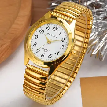 Mīļotā Skatīties Elastību Watchband Noble Zelta Kvarca Skatīties Vienkāršība Baltiem arābu Cipariem Dial Valentīna Diena Klāt