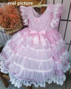 Meitenes Augstas klases Boutique Kleitu Bērnu Dzimšanas dienas svinības Kleitas Bērniem Mežģīnes Priekšgala Kleita Toddler Meitene Princese Lolita Drēbes, Zīdaiņu Apģērbs