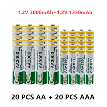 8-40 GAB. Jaunas 1.2 V AA 3000mAh NI-MH Uzlādējamās Baterijas+AAA akumulators 1350 mAh Rechageable akumulators NI-MH 1,2 V AAA baterijas