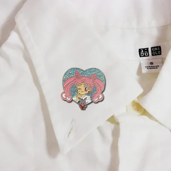LT480 Mēness Meitene Japāņu Anime Ikonas Emaljas Pin Piespraudes pie apģērba Mugursoma Apkakle, Cepure, Nozīmīte Atloks Pin Rotaslietas, Dāvanas