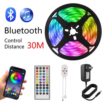 Gaismas Bluetooth Led Sloksnes Elastīgās Diodes 5050 RGB Lentu 12V LED Gaismas Kontrolieris ar Tālvadības TV Apgaismojums Dekori guļamistabai