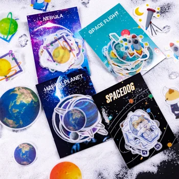 1 Iepakojums Vietu Kultūra Astronauts Zvaigžņotām Planētām DIY Dekoratīvās Uzlīmes Albumā Grāmatiņa Apdare