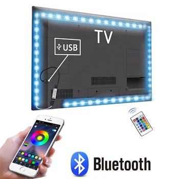 1M 2M 3M 4M 5M LED TV gaismas 5V USB Bluetooth RGB Neona Apgaismojums smart LED sloksnes Gaismas, tv HDTV fona dekorēšana Apgaismojums