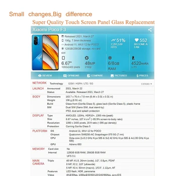 10Pcs/Daudz Xiaomi Poco F3 Touch Screen Panelis Priekšējā Ārējā Stikla Objektīvs Poco F3 M2012K11AG LCD Stiklu Priekšā Ar OCA Līme