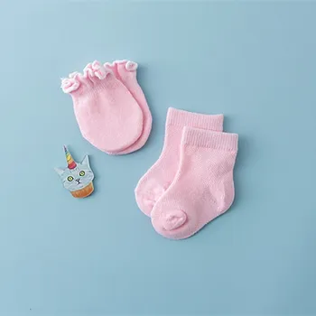 LILIGIRL ir 2021. Anti-scratch Sejas Baby Meitene Zēns Zeķes Baby Cimdu Komplekts Bērnu Kokvilnas Zeķes 4gab/komplekts
