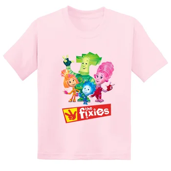 Krievu Multiplikācijas filmu Par Fixies Drukāt Bērniem Smieklīgu T kreklu Cute Bērnu drēbītes, Bērnu Vasaras Zēnu, Meiteņu Topi ar Īsām Piedurknēm T-Krekli