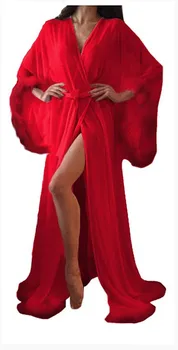 Sieviešu Spalvu Peldmētelis Kāzu Lakatu Ilgi, Kāzu Lakatu Ilūziju Šifona Līgavas Tērpu Sleepwear halāti Maternitātes Kleita