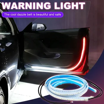 2gab Automašīnu Durvju Brīdinājums Strobe Mirgo Gaismas Sloksnes Elastīgās Auto Dekoratīvie Streamer Gaismas Dual Krāsa Balts Sarkans 120cm