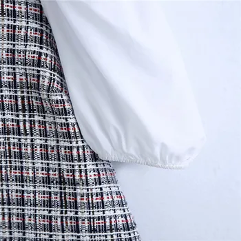 Ir 2021. Za Vintage Teksturētu Aust Mini Kleita Sievietēm Īsā Puff Piedurknēm Nodiluši Vīles Puse Kleitas Sieviete Modes Savienoti Vasaras Vestidos