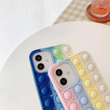 Push Burbuļi Fidget Rotaļlietas, Mīkstās Silikona Case For iPhone 12 11 Pro Max X XS Max XR 7 8 Plus SE2 Varavīksnes Relive Stresa Tālruņa Vāciņu