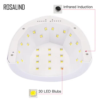 ROSALIND 6w/36w/60w UV LED Lampas Manikīra Nagu Žāvētājs Konservēšanas Instrumentus, Gēla Nagu lakošana ar Balto Krāsu Lampa Gēla Žāvēšanas Līdzeklis