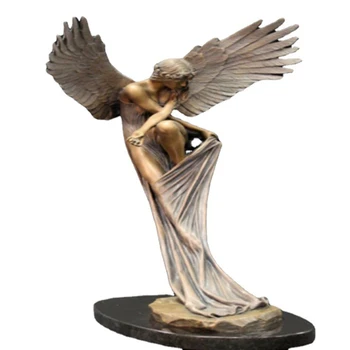 Peld Ziedu Eņģelis Sveķu Skulptūru Dekorēšanai 22.5*16*16cm Eņģelis Izpirkšanas Spārniem Dieviete grieķu Mitoloģijā Mākslas Rotājumu Bronzas