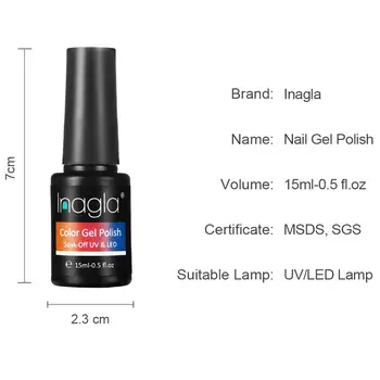 Inagla Nail Art Viens Solis Matt 15ml Gēla poļu 52 Krāsas Samērcē Off UV LED Nagu laka Vernis Daļēji Pastāvīgu Laku Top Bāzes Mētelis